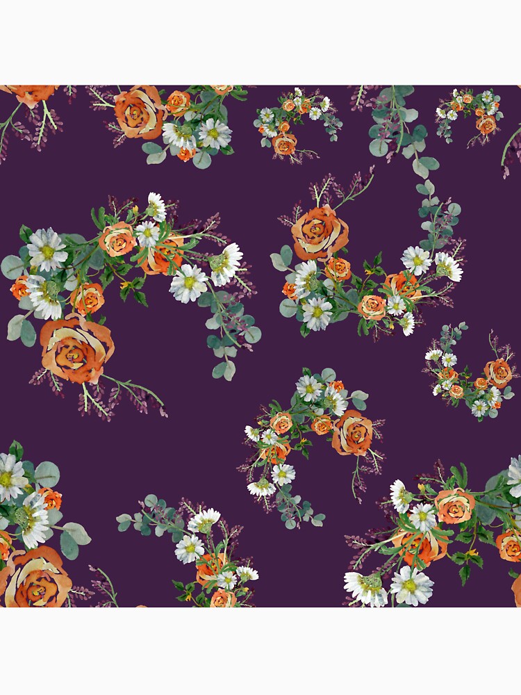 Flower rose daisy branch pattern a watercolor violet by Yana Mustafina | Boho Soulful Designs T-Shirts, Hoodie,... (Image 3)