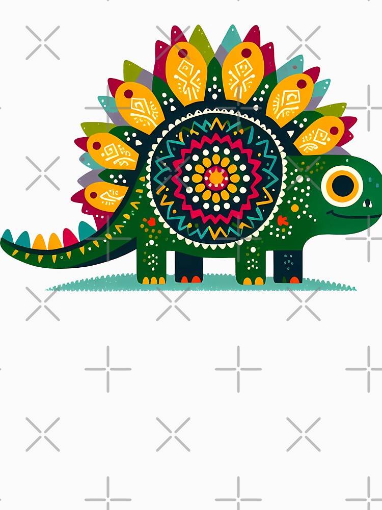 Cute Stegosaurus with Flowers - Scandinavian Folk Art by heidiannemorris © by FOLK ART FUSION by... (Image 3)