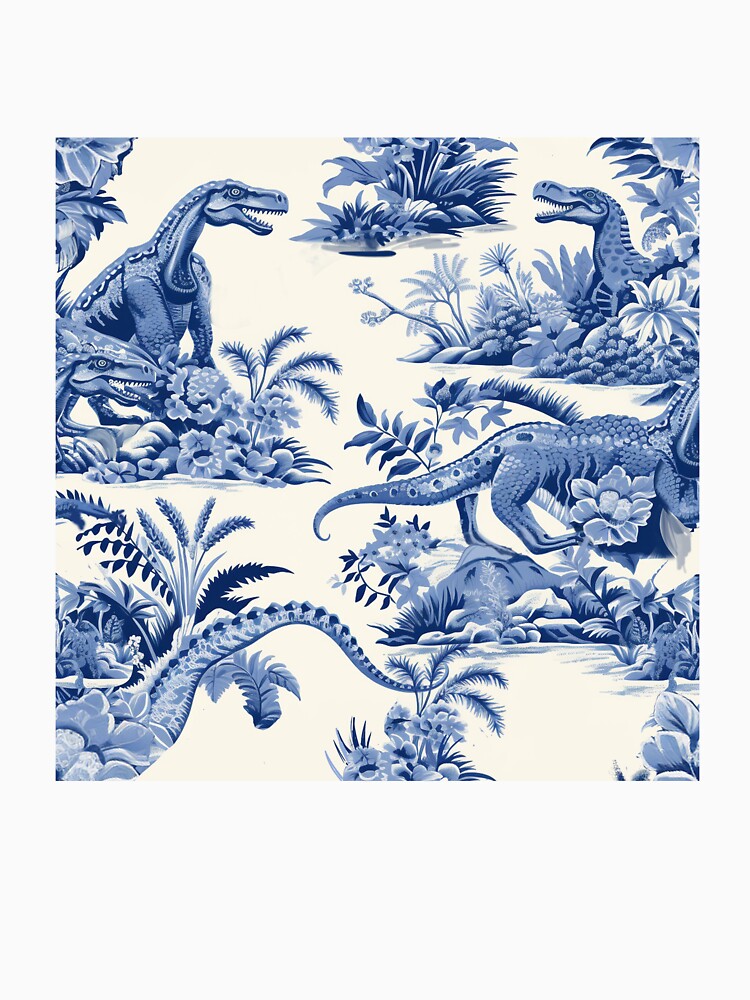 Porcelain dinosaurs blue and white traditional art by NuttyCottage T-Shirts, Hoodie, Sweatshirt | BlankRebels.com (Image 3)