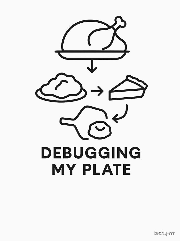Debugging My Plate — Developer Thanksgiving Minimal Line Art by techy-rrr T-Shirts, Hoodie, Sweatshirt (Image 3)