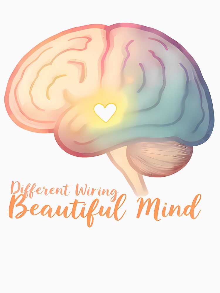 “Different Wiring, Beautiful Mind” Pastel Brain – Inspiring Neurodiversity Acceptance Design by PureBrain... (Image 3)