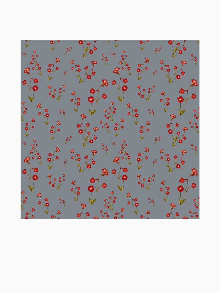 Flower red grey pattern a cute watercolor illustration by Yana Mustafina | Boho Soulful Designs T-Shirts,... (Image 3)