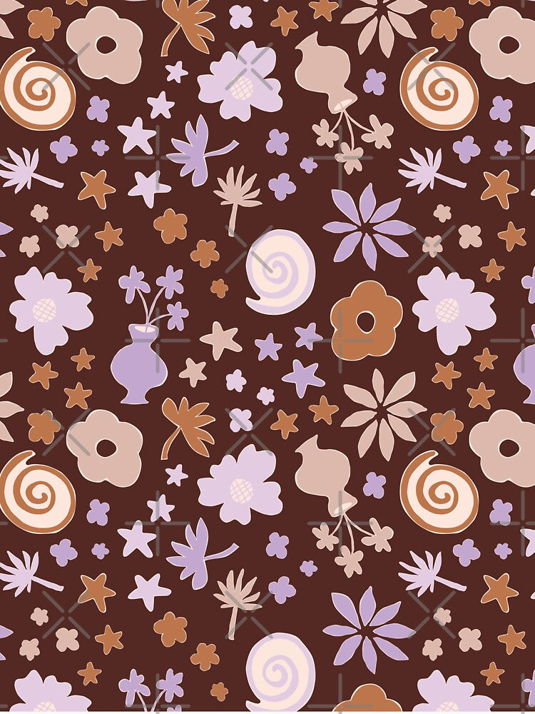 Boho Pastel Lilac Purple Beige Brown Flower Pattern Girls Room by blomastudios T-Shirts, Hoodie, Sweatshirt (Image 3)