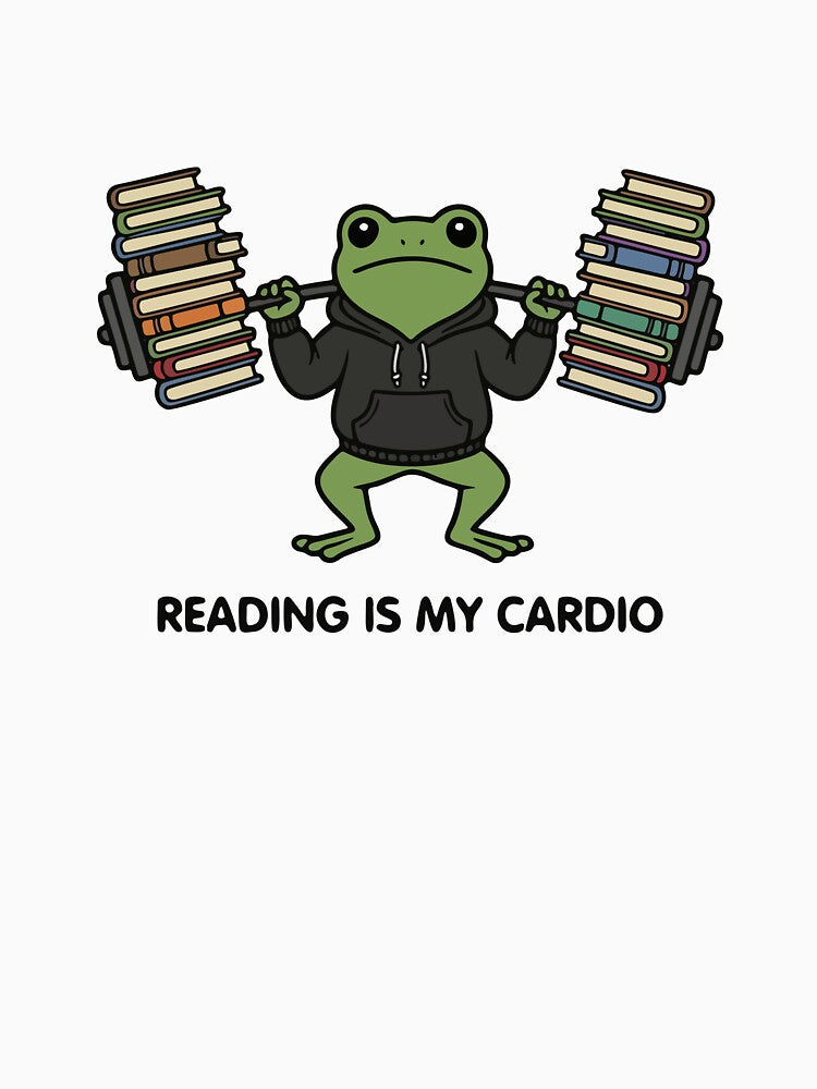 Funny Frog Lifting Book Weights - Reading Is My Cardio by Floomart