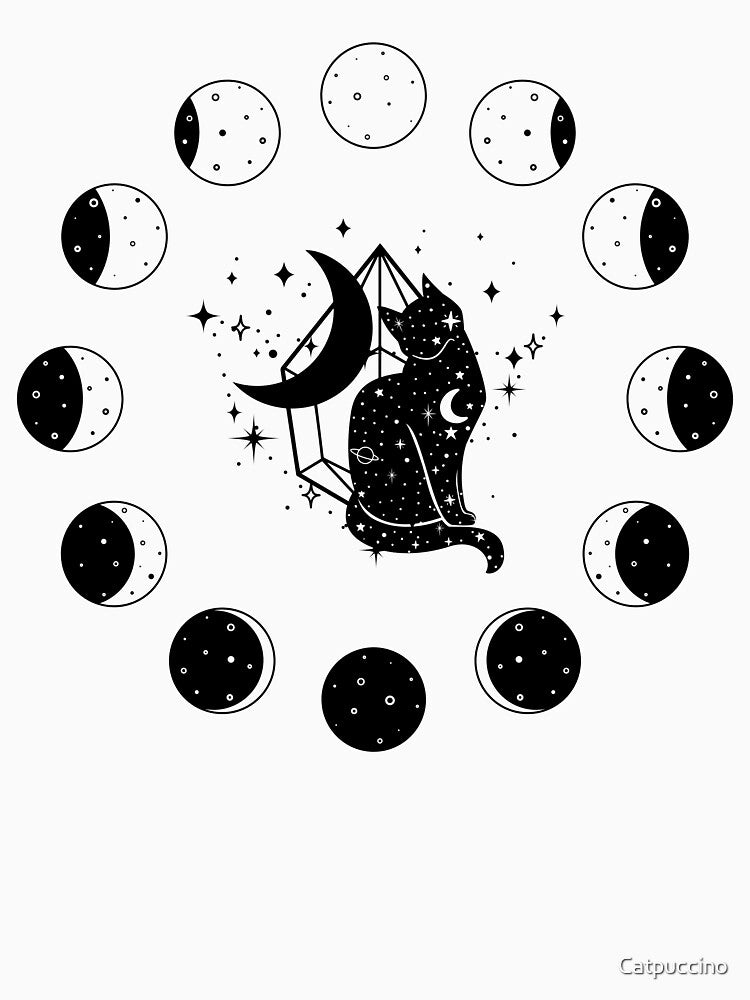 Mystic Cat Moon Phases by  Catpuccino T-Shirts, Hoodie, Sweatshirt | BlankRebels.com (Image 3)