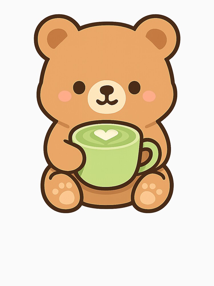 Kawaii Bear with Matcha Latte – Cozy Cuteness by © Zenscape Studio 2025 T-Shirts, Hoodie, Sweatshirt (Image 3)