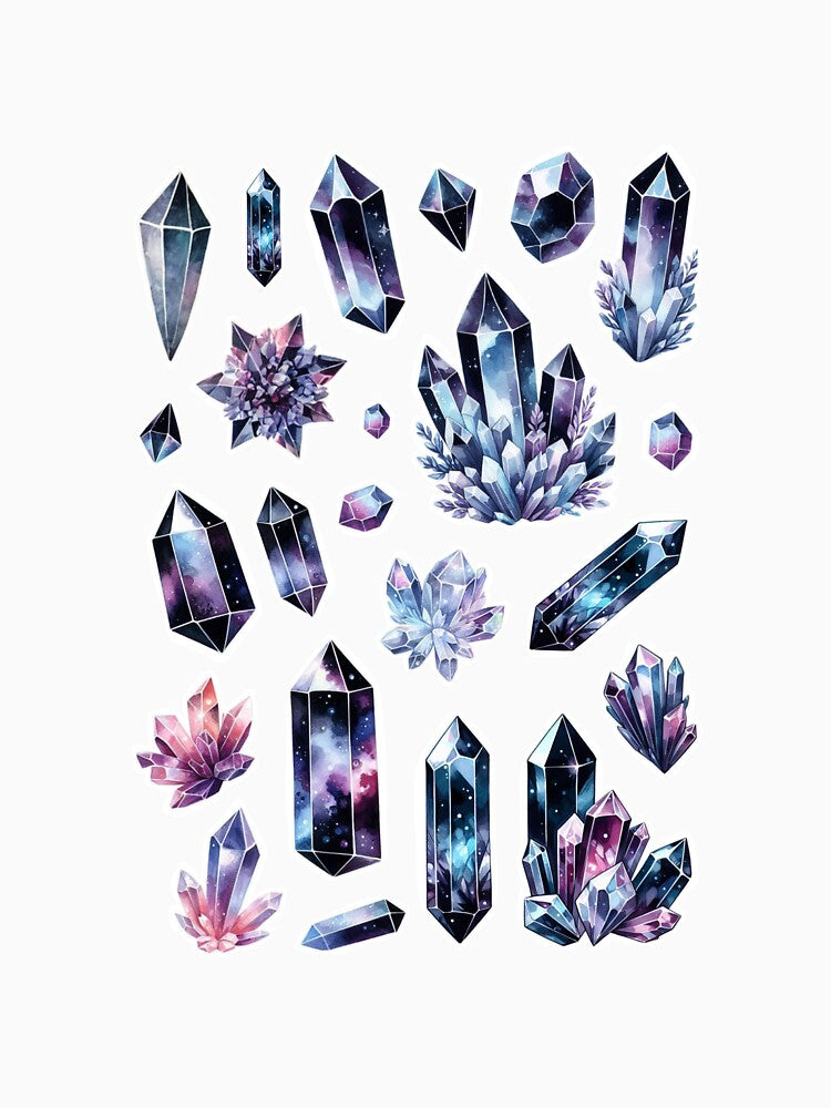 Black Mystical Crystal & Geode Stickers | Rainbow Gemstone Collection for Crystal Enthusiasts by FlowerMyLove... (Image 3)