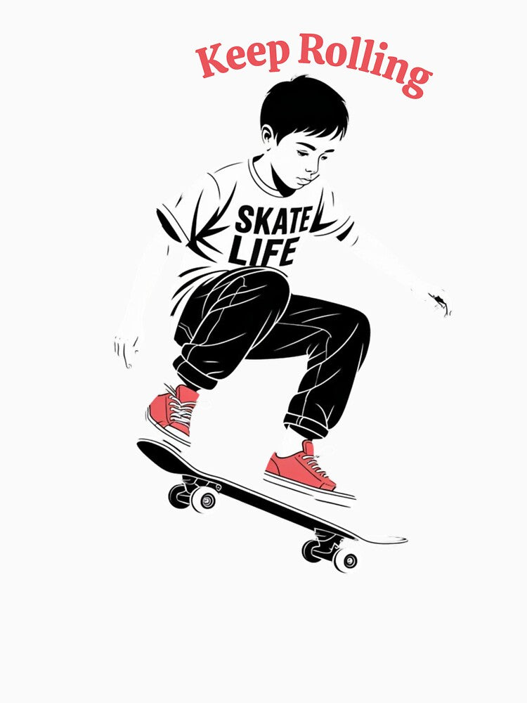 Keep Rolling - Urban Skater Boy Design by NeonSketch Lab