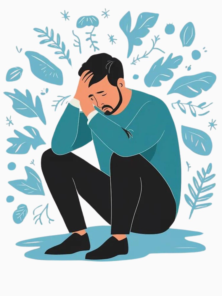 Sad Men Sitting Overthinking by ForgetMee T-Shirts, Hoodie, Sweatshirt | BlankRebels.com (Image 3)