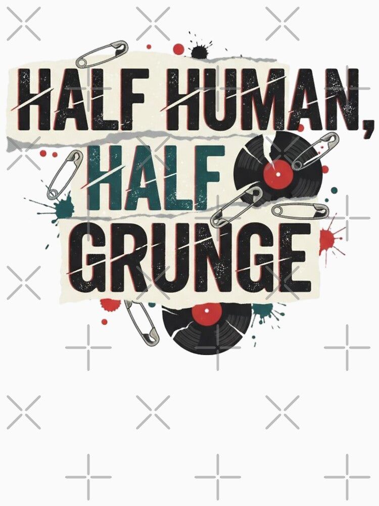 retro Grunge Music Lovers design Half Human Half Grunge Aesthetic 90s Alternative Retro by LuxeGraphix... (Image 3)
