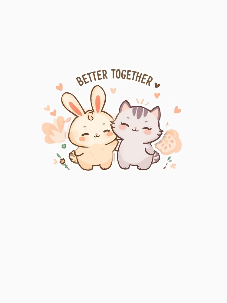 Better Together - Bunny Cat Couple Valentine Sticker by OrikuStudio T-Shirts, Hoodie, Sweatshirt | BlankRebels.com (Image 3)