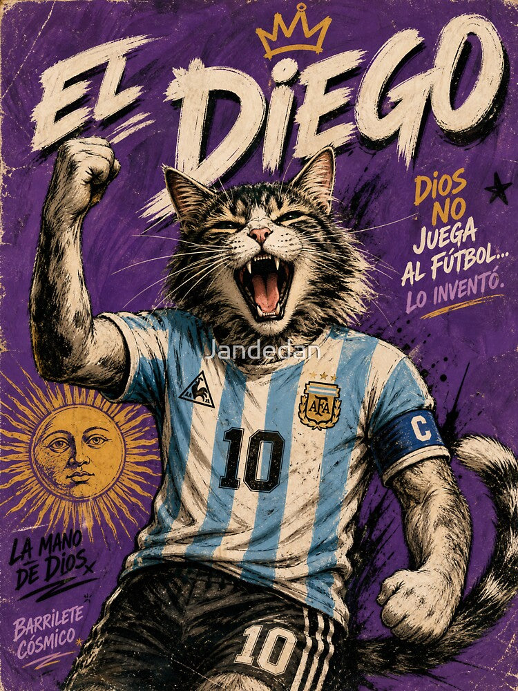 Victory Cat, Retro Football Fan Cat Graphic, Vintage Pop Art Soccer Design by Jandedan