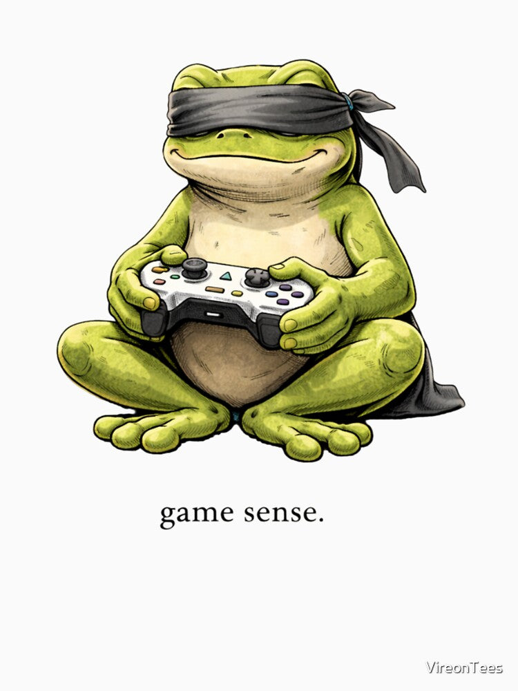 Game Sense – Blindfold Gamer Frog by VireonTees