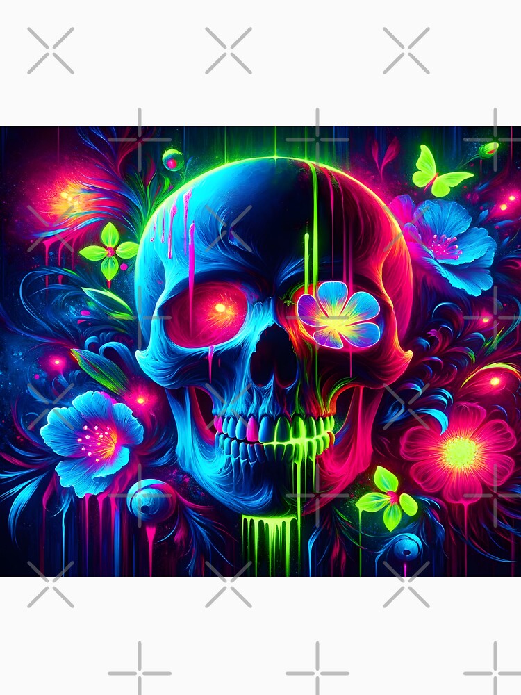 blacklight skull neon gothic flowers by Truck Stop One T-Shirts, Hoodie, Sweatshirt | BlankRebels.com (Image 3)