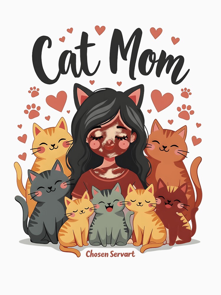 Cat Mom Chosen Servant - Cute Kawaii Multi Cat Owner Illustration by haitrieuic96 T-Shirts, Hoodie, Sweatshirt (Image 3)