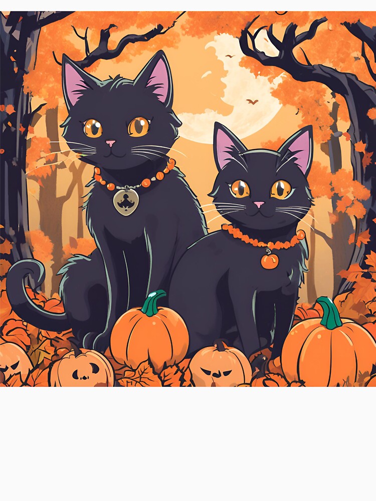 Cute halloween cat couple in pumpkin forest! by stefan21244 T-Shirts, Hoodie, Sweatshirt | BlankRebels.com (Image 3)