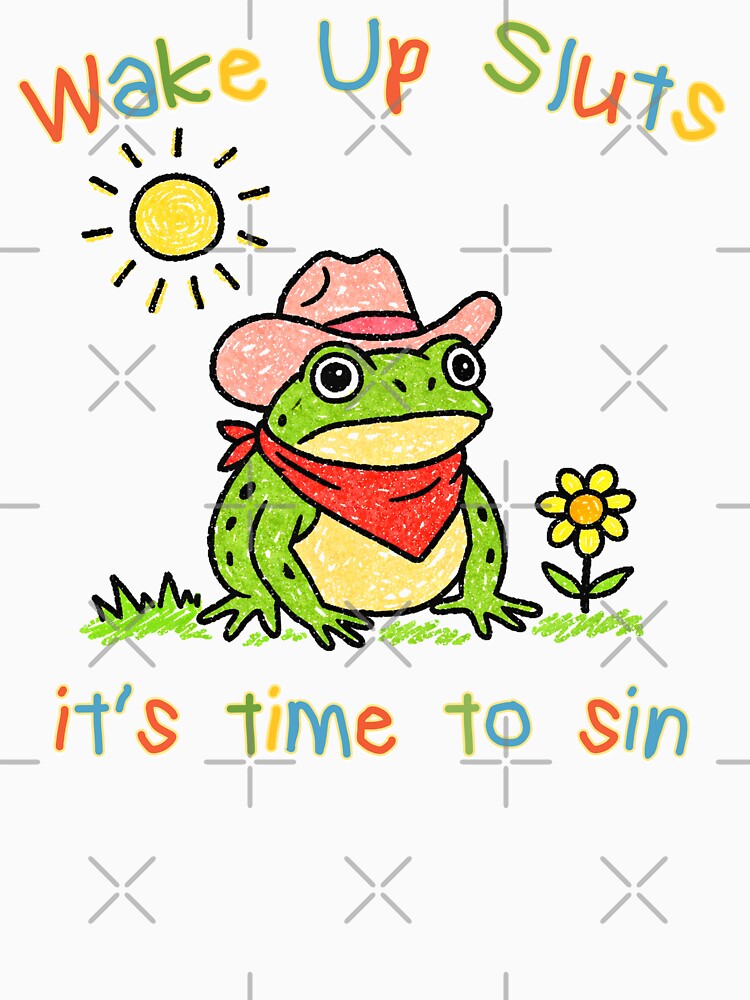 Wake up it's time to sin, funny cowboy frog meme by CARBONARA LLC. T-Shirts, Hoodie, Sweatshirt | BlankRebels.com (Image 3)
