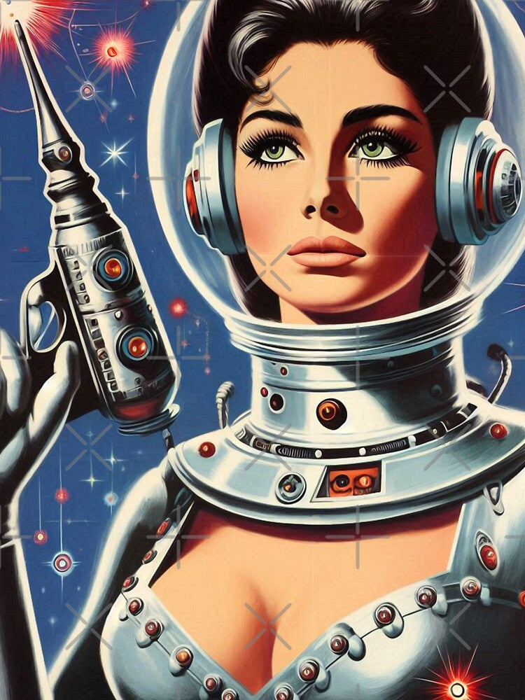 Vintage Sci-fi Astronaut Woman by PulpVintage T-Shirts, Hoodie, Sweatshirt | BlankRebels.com (Image 3)