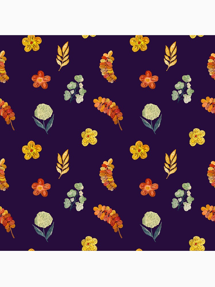 Flower red green orange simple seamless pattern violet by Yana Mustafina | Boho Soulful Designs T-Shirts,... (Image 3)