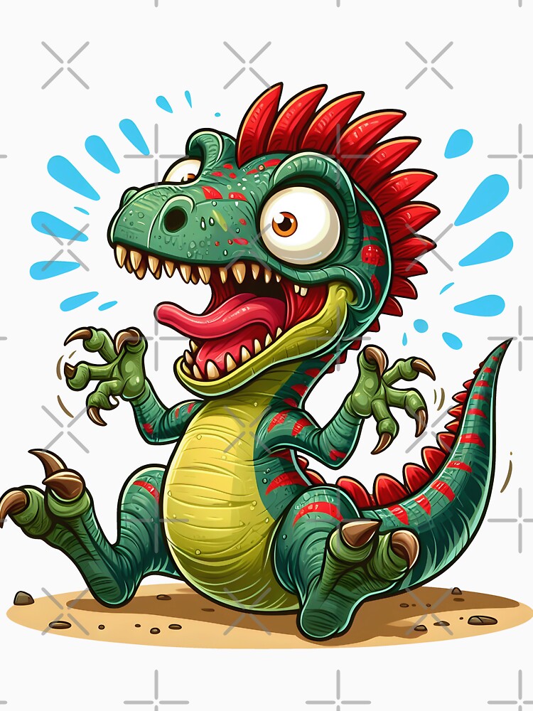 Cute Cartoon Spiky Dinosaur Clipart – Funny Baby Dino with Big Eyes & Playful Roar by LunaPixelStudio T-Shirts,... (Image 3)