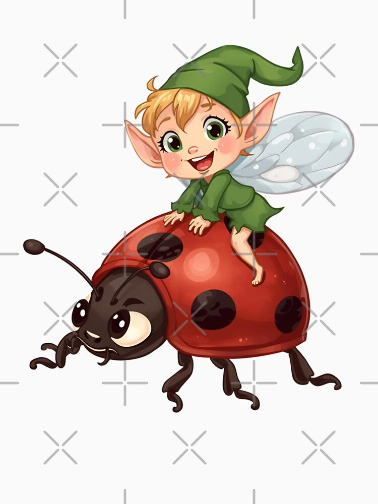 Funny elf riding on a ladybug by SimonsDesignArt T-Shirts, Hoodie, Sweatshirt | BlankRebels.com (Image 2)