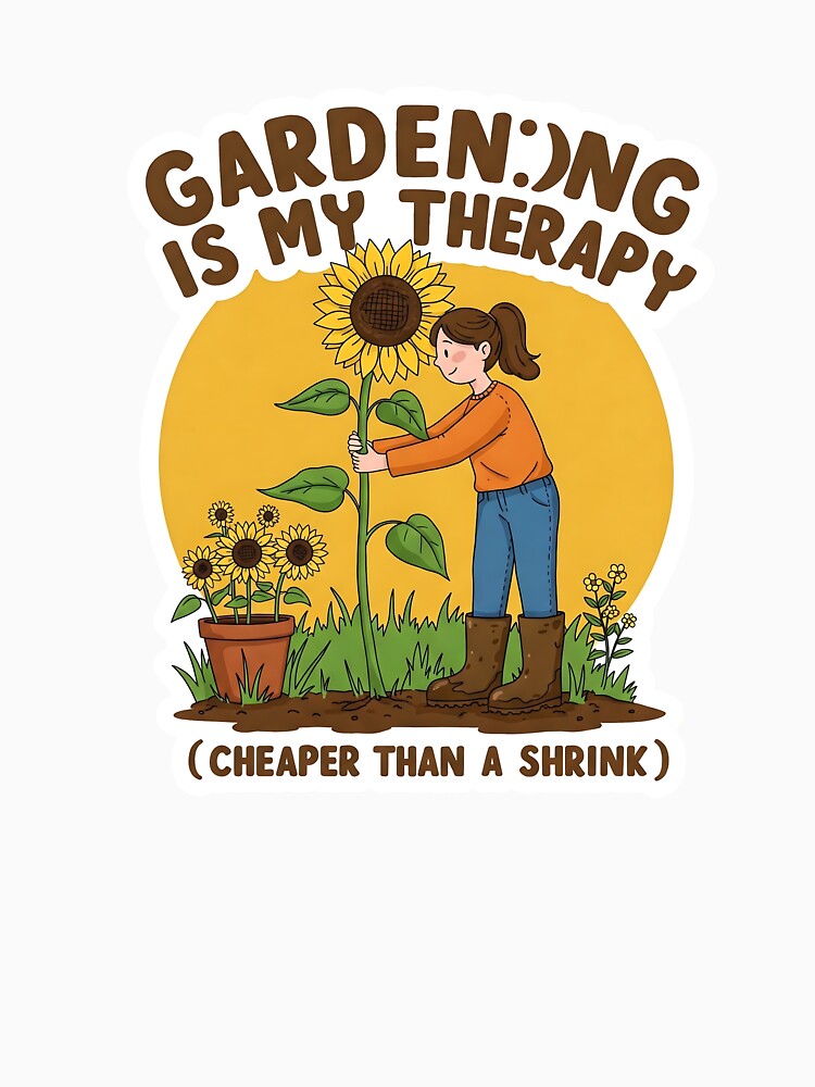 Gardening Is My Therapy Sticker – Cheaper Than a Shrink Quote by SolscapeLTD T-Shirts, Hoodie, Sweatshirt (Image 3)
