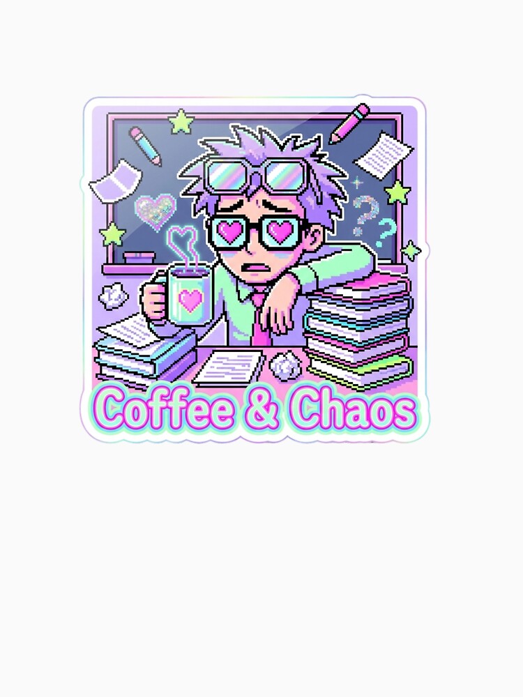 Funny Y2K Teacher Sticker - Coffee Chaos Survival by OrikuStudio T-Shirts, Hoodie, Sweatshirt | BlankRebels.com (Image 3)