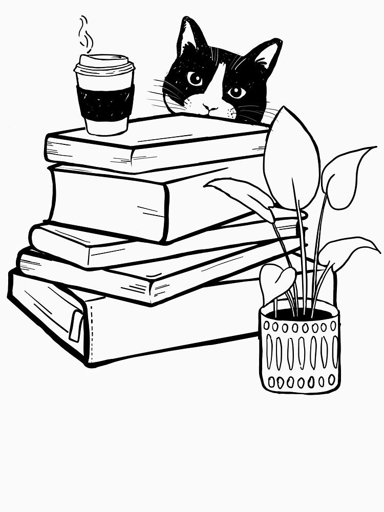 Books Coffee Plants & Cat by Dejadrewit T-Shirts, Hoodie, Sweatshirt | BlankRebels.com (Image 3)