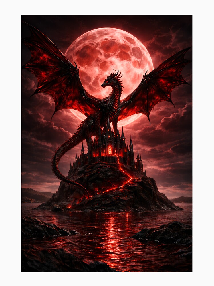 Blood Moon Dragon – Dark Gothic Fantasy Castle Art by DrakariArt T-Shirts, Hoodie, Sweatshirt | BlankRebels.com (Image 3)