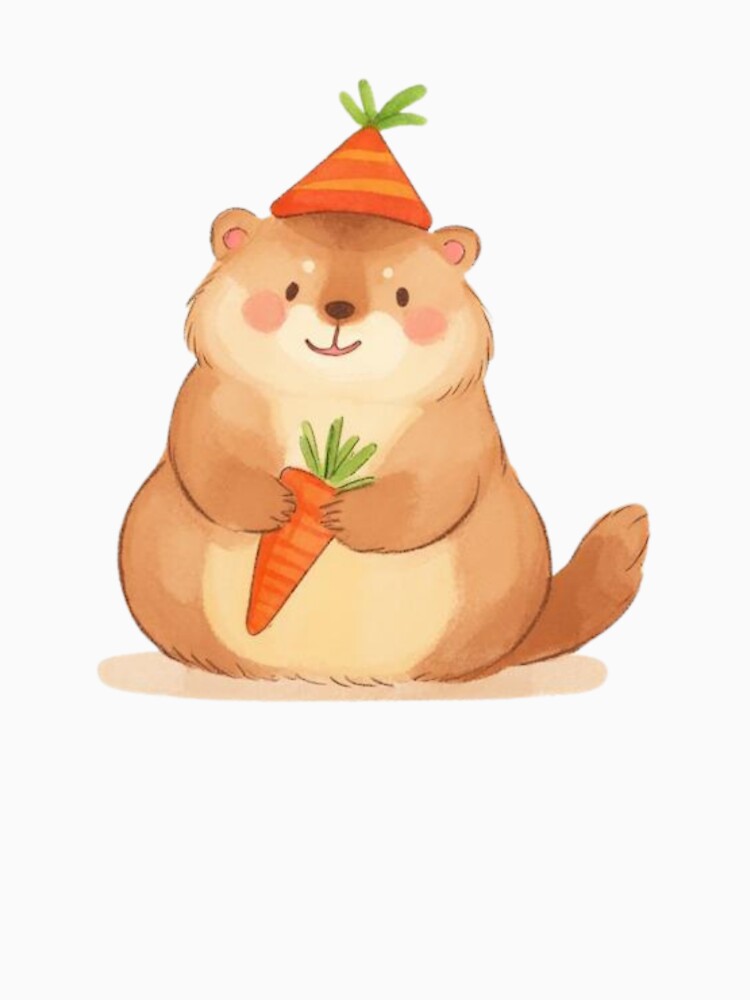 Cute Capybara with Carrot Hat Digital Illustration by lulabellestore T-Shirts, Hoodie, Sweatshirt | BlankRebels.com (Image 3)