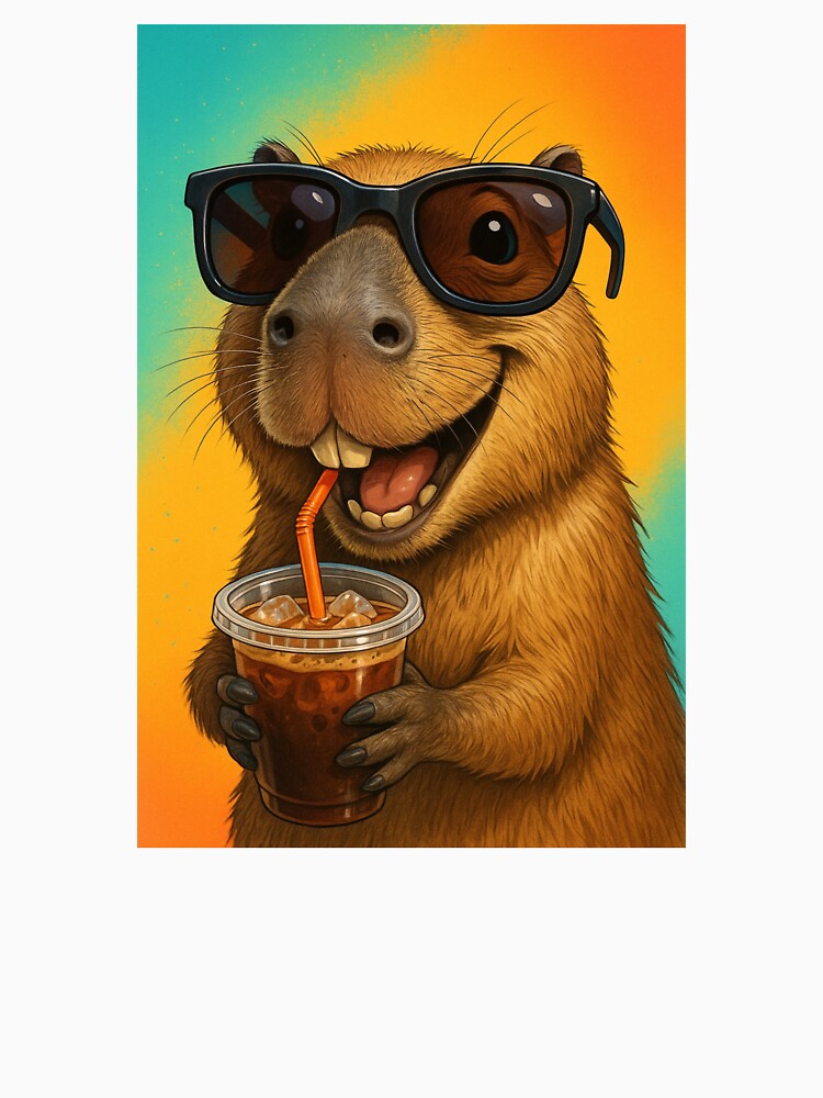 Cool Capybara Vibes – Sunglasses & Iced Coffee Art by MuscleCarTs T-Shirts, Hoodie, Sweatshirt | BlankRebels.com (Image 3)