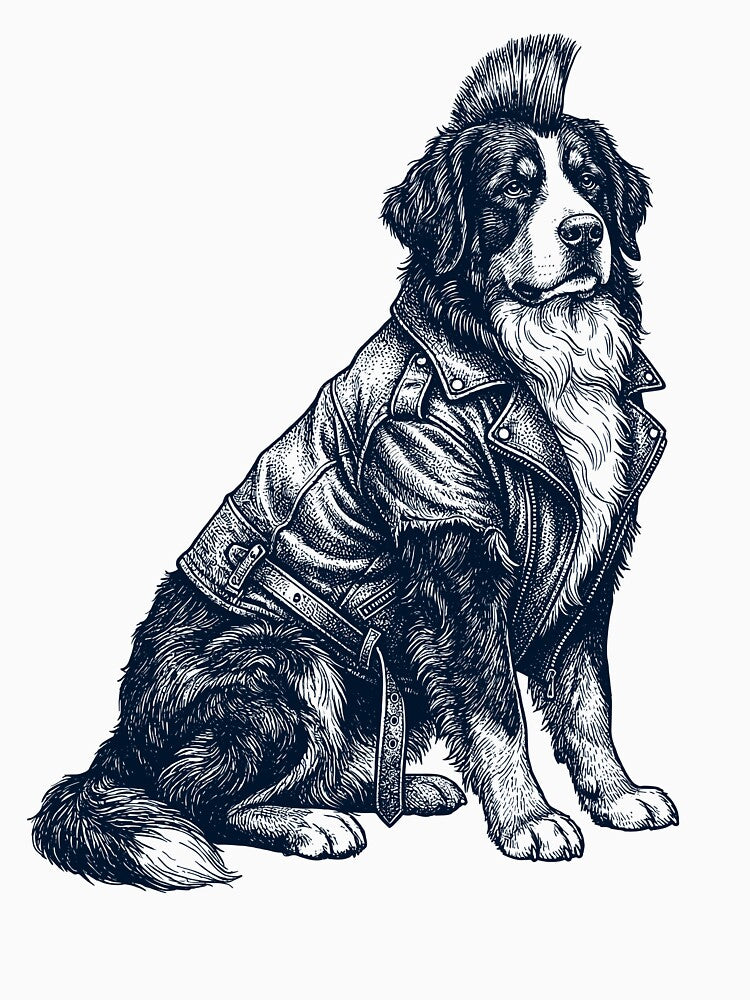 Vintage Bernese Mountain Dog Punk Mowhawk Dog Mom Dad by DoodleTortle T-Shirts, Hoodie, Sweatshirt (Image 3)
