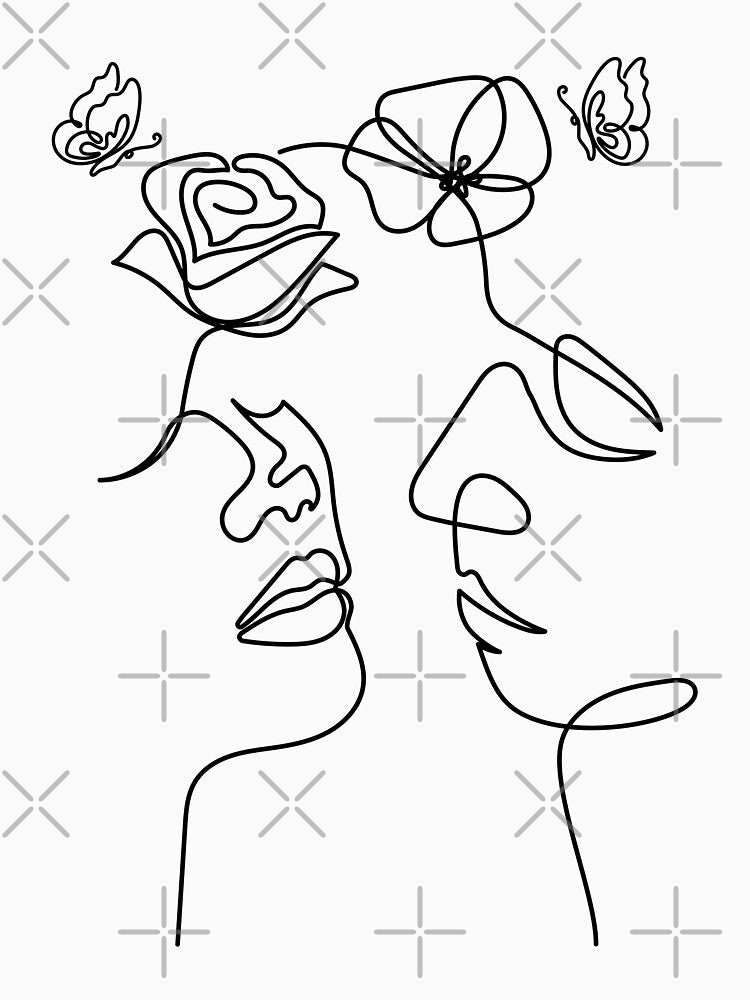 Rose, Poppy and Butterflies | One Line Drawing | One Line Art | Minimal | Minimalist by One-Line-Artist... (Image 3)