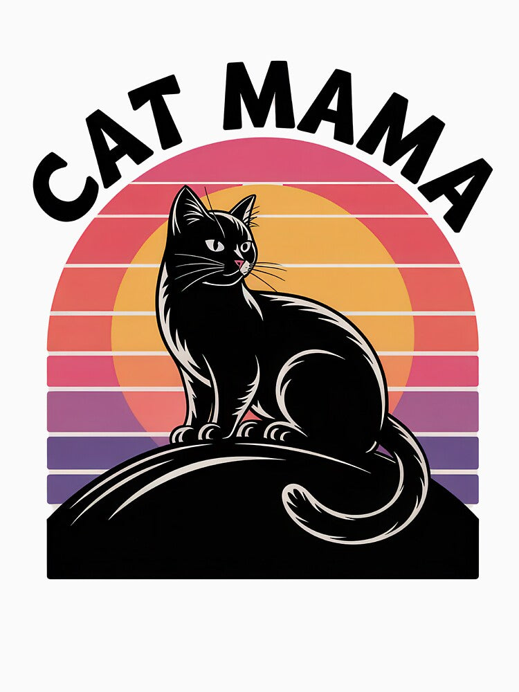 Cat Mama Retro Sunset – Black Cat Aesthetic by EpicMediaShop T-Shirts, Hoodie, Sweatshirt | BlankRebels.com (Image 3)