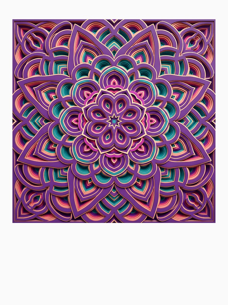 Deep Viola Layered Mandala - Sacred Geometry Meditation Art by The Cozy Stripe | Modern Textile Stories... (Image 3)