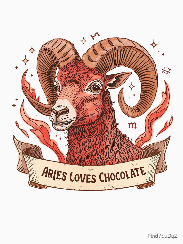 Aries Loves Chocolate – Vintage Zodiac Chocolate Lover Art by FindYouByZ T-Shirts, Hoodie, Sweatshirt (Image 3)