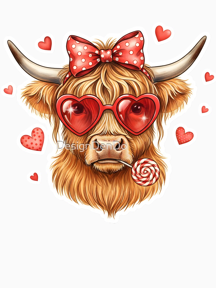 Highland Cow, Valentine Coquette, Valentine's Day, Retro Valentine, Valentine Heart by DesignDenDo ⭐⭐⭐⭐⭐... (Image 3)