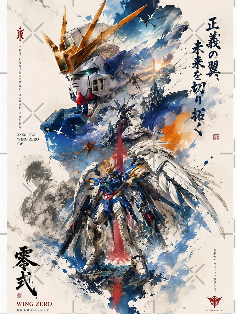 Wing Zero EW Gundam Watercolor Mecha | XXXG-00W0 Wing Gundam Zero Endless Waltz Anime Art by Dyan4