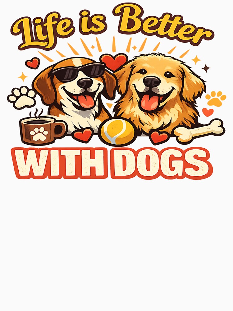 Life Is Better With Dogs – Cute Funny Dog Illustration by Designpnl T-Shirts, Hoodie, Sweatshirt | BlankRebels.com (Image 3)