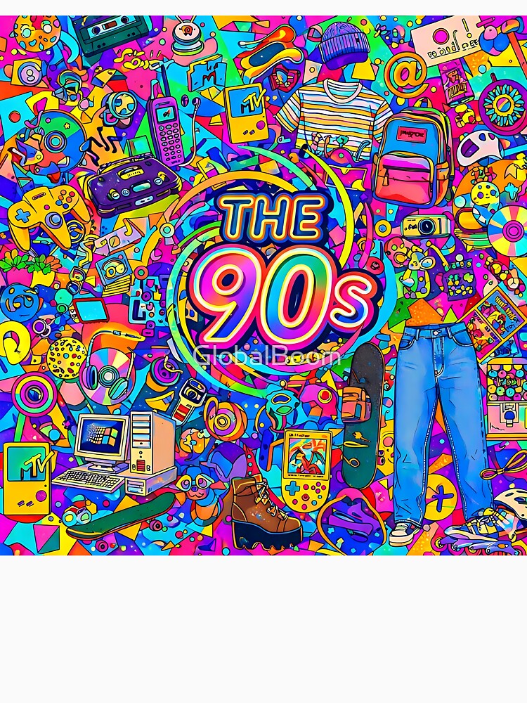 The 90s – Colorful Retro Pop Art Illustration by GlobalBoom T-Shirts, Hoodie, Sweatshirt | BlankRebels.com (Image 3)