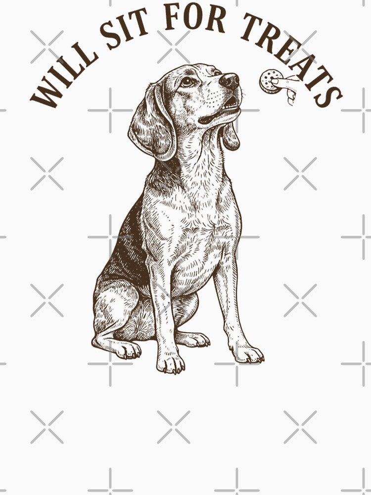 Will Sit for Treats Funny Dog Vintage Dog Humor by DIRTYSKETCHH