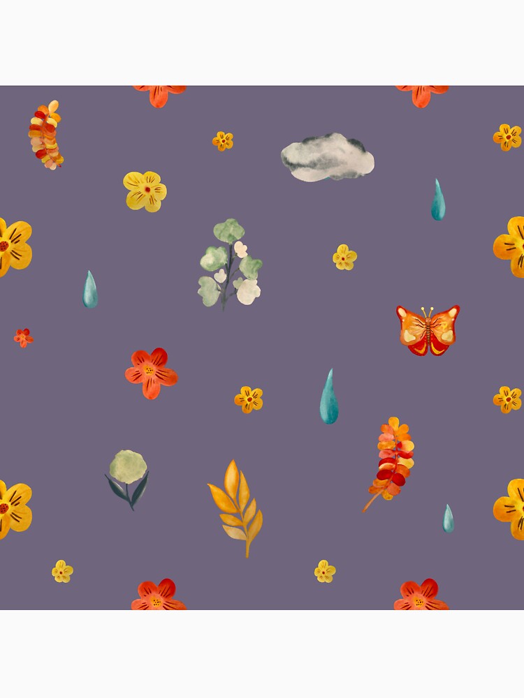 Flower butterfly drop cloud cute seamless pattern purple by Yana Mustafina | Boho Soulful Designs T-Shirts,... (Image 3)