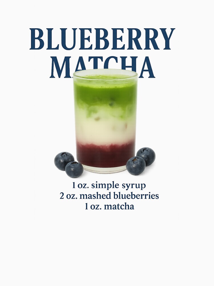 Blueberry Matcha Latte Recipe – Aesthetic Layered Drink Art by lucyjohnsn T-Shirts, Hoodie, Sweatshirt (Image 2)