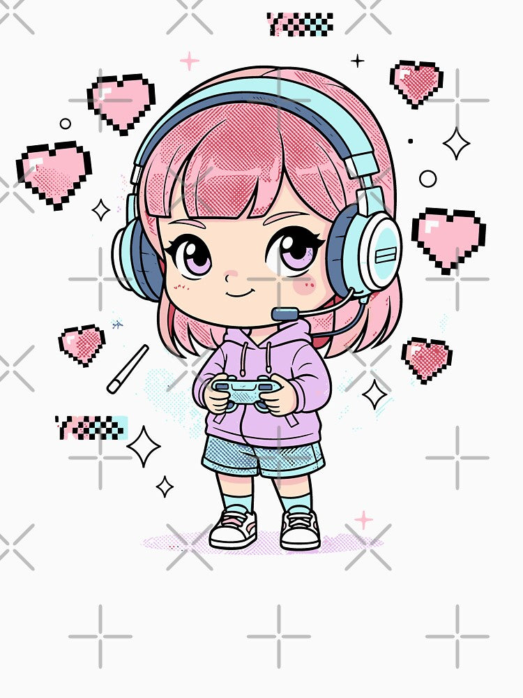 Kawaii Gamer Girl – Pixel Heart Edition by Rotten Potatos T-Shirts, Hoodie, Sweatshirt | BlankRebels.com (Image 3)