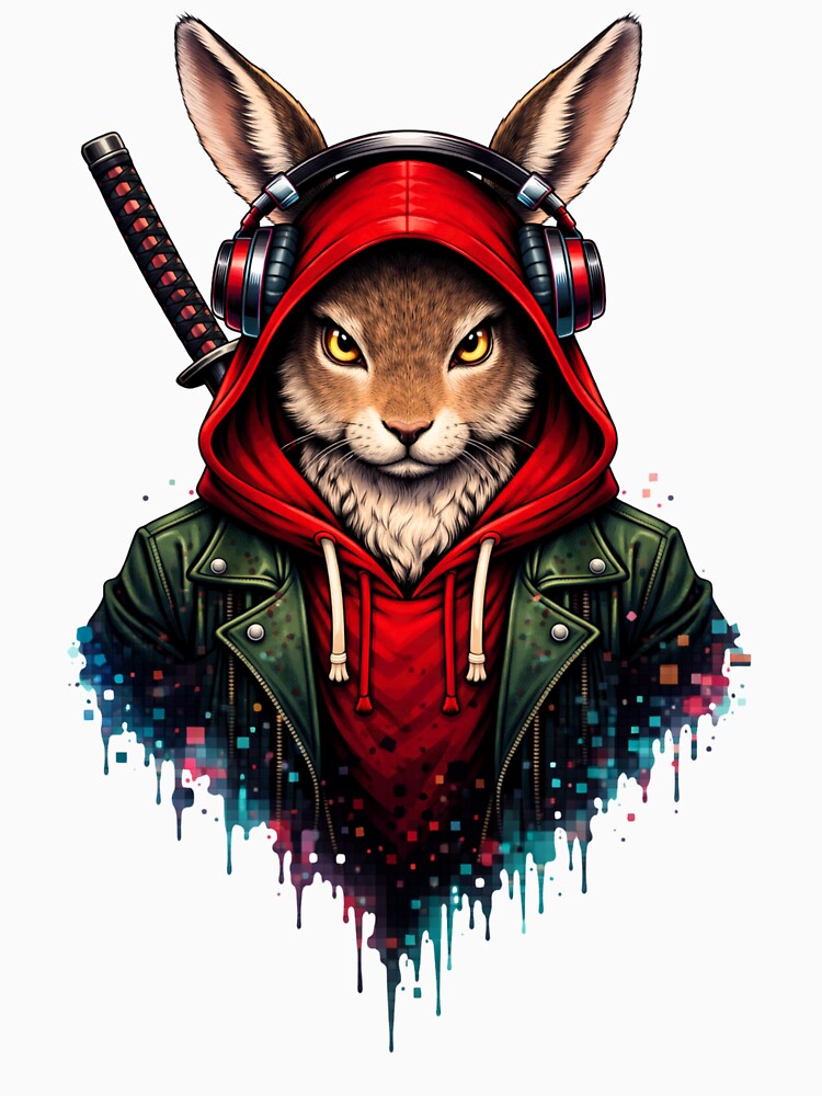 Cyber Samurai Rabbit – Anime Tech Streetwear Futuristic Animal Art by ColorSplash123 T-Shirts, Hoodie, Sweatshirt (Image 3)