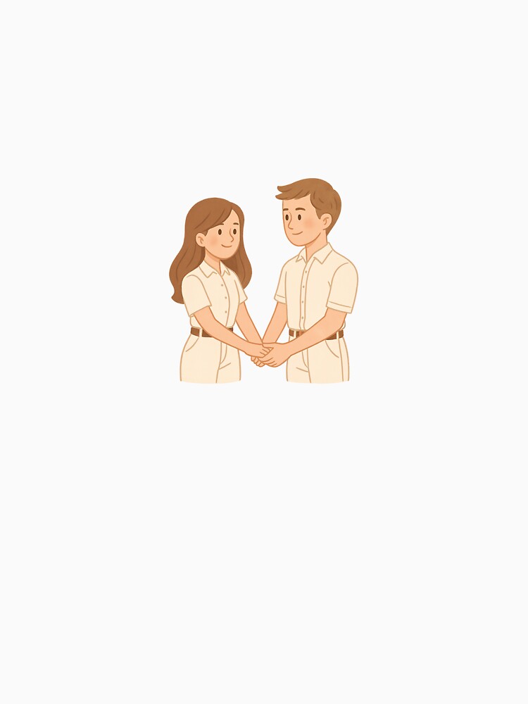Warm Couple Holding Hands Cartoon PNG Transparent | White Outfit Love Illustration by ยี่มมี่โคซี่ T-Shirts,... (Image 3)