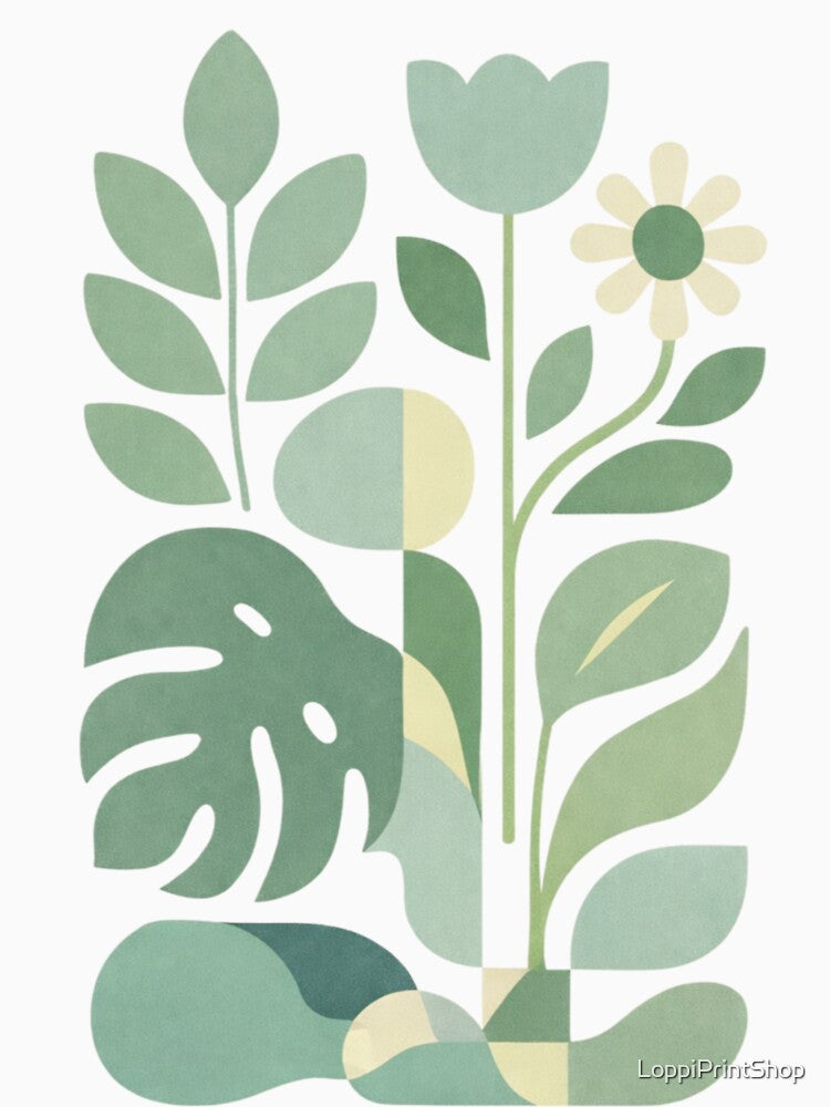 Mid Century Modern Botanical Illustration in Green by LoppiPrintShop T-Shirts, Hoodie, Sweatshirt | BlankRebels.com (Image 3)