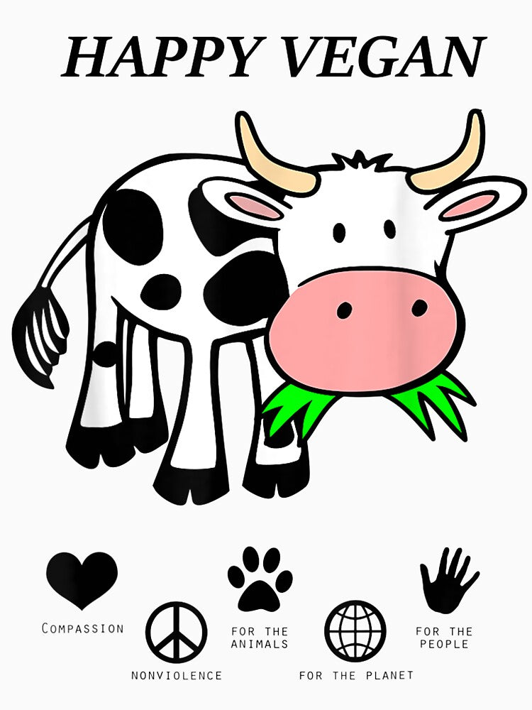 HAPPY VEGAN LUCKY COW VEGGY VEGETARIAN ANIMAL FRIENDLY by JohnRicha27 T-Shirts, Hoodie, Sweatshirt (Image 3)