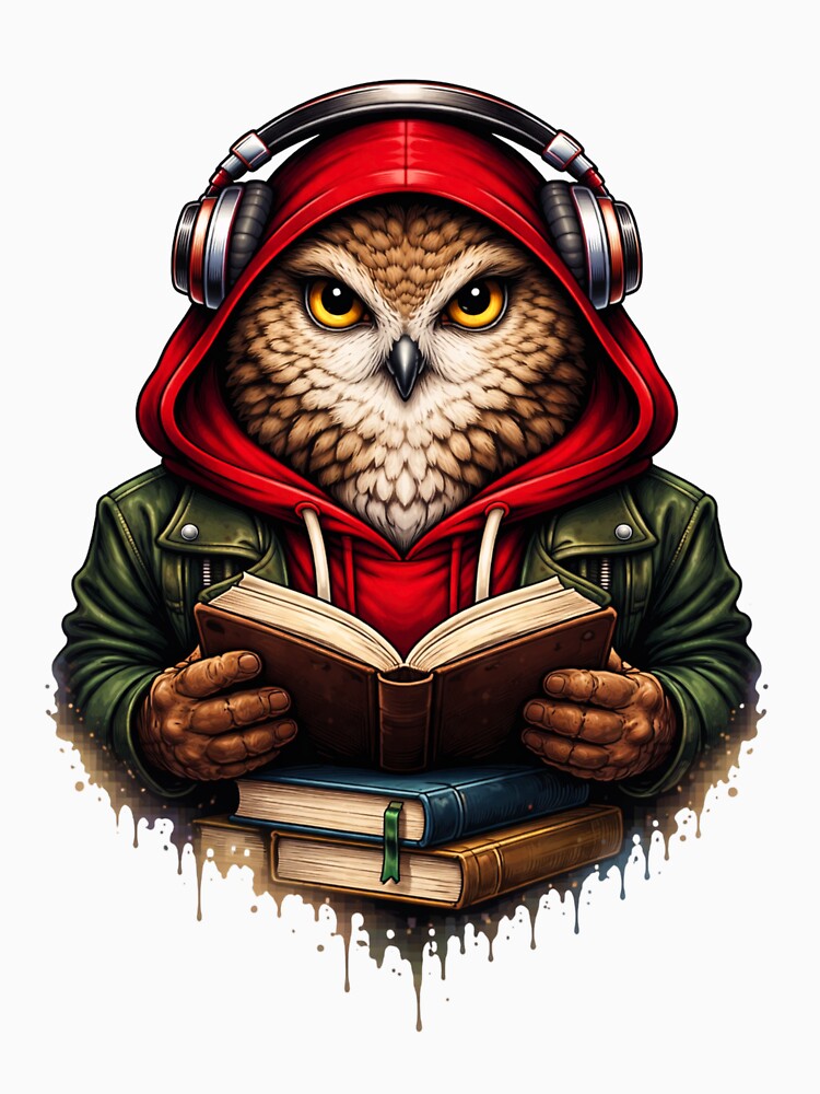 Book Reader Owl – Cozy Intellectual Streetwear Animal Art by ColorSplash123