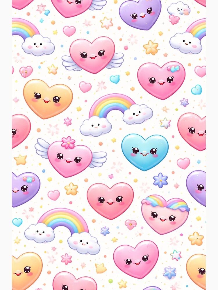 Cute Kawaii Hearts Pattern – Pastel Love Design by DrizzyV T-Shirts, Hoodie, Sweatshirt | BlankRebels.com (Image 3)